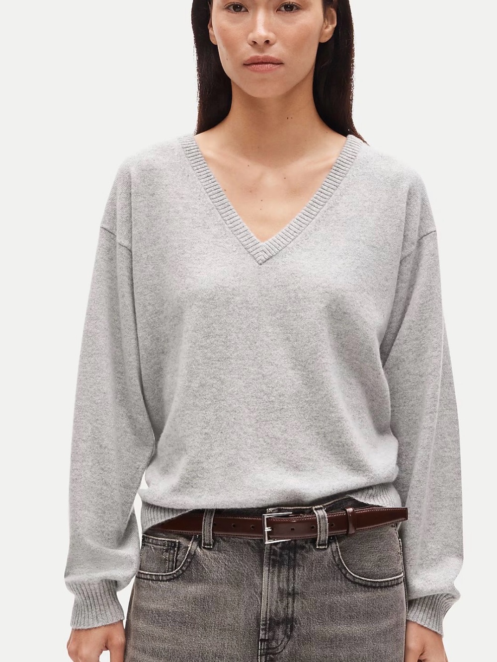 J. Crew Light Gray Merino Wool V-neck